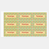 Lemon yellow blue pattern Labels with name ラベル (シート)