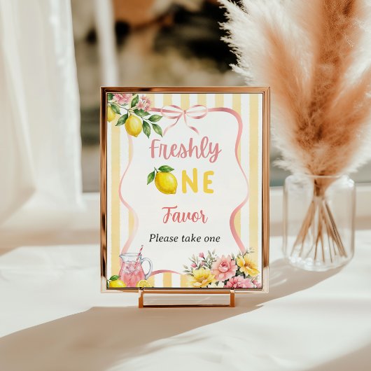 Lemon Yellow Bow Freshly One First Birthday Favor ポスター