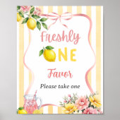Lemon Yellow Bow Freshly One First Birthday Favor ポスター (正面)