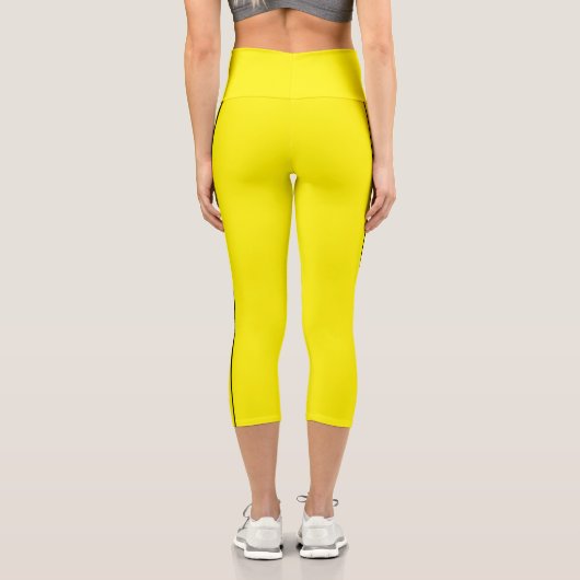 Lemon Yellow Capri Leggings with Black Side Stripe カプリレギンス (裏面)