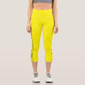 Lemon Yellow Capri Leggings with Black Side Stripe カプリレギンス (正面)