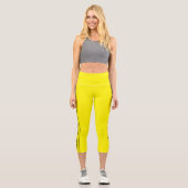 Lemon Yellow Capri Leggings with Black Side Stripe カプリレギンス (正面)