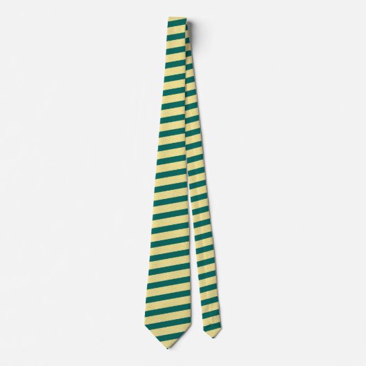Lemon Yellow Emerald Green Striped Neck Tie ネクタイ (正面)