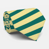 Lemon Yellow Emerald Green Striped Neck Tie ネクタイ (ロール)