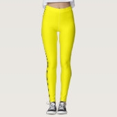 Lemon Yellow Leggings with Black Side Stripe レギンス (正面)