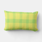 Lemon Yellow Lime Green Rustic Plaid Check ランバークッション (裏面)