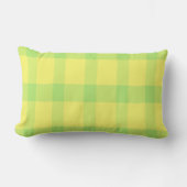 Lemon Yellow Lime Green Rustic Plaid Check ランバークッション (正面)