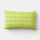 Lemon Yellow Lime Green Rustic Plaid Check ランバークッション (裏面)
