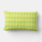 Lemon Yellow Lime Green Rustic Plaid Check ランバークッション (正面)