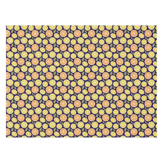 Lemon yellow orange  Pattern blue テーブルクロス (正面(横))