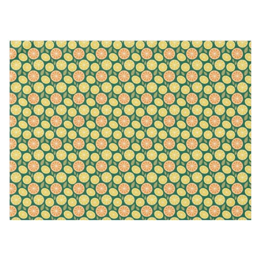 Lemon yellow orange Pattern green テーブルクロス (正面(横))