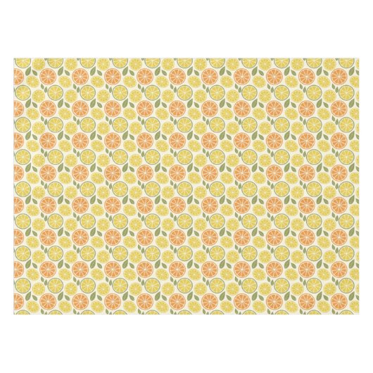 Lemon yellow orange  Pattern white  テーブルクロス (正面(横))
