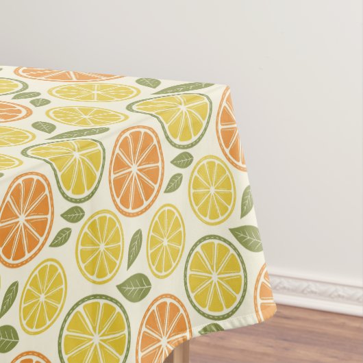Lemon yellow orange  Pattern white  テーブルクロス (インサイチュ)