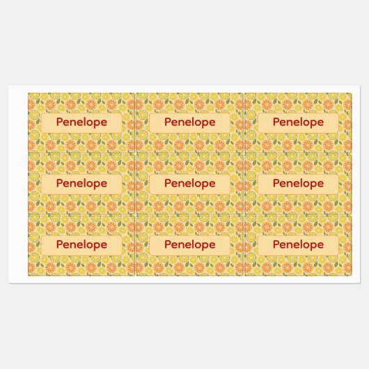 Lemon yellow pattern Labels with name ラベル (シート)