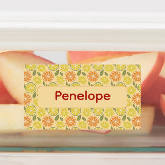 Lemon yellow pattern Labels with name ラベル