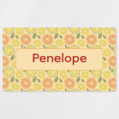 Lemon yellow pattern Labels with name ラベル (デザイン2)