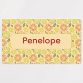 Lemon yellow pattern Labels with name ラベル (デザイン1)