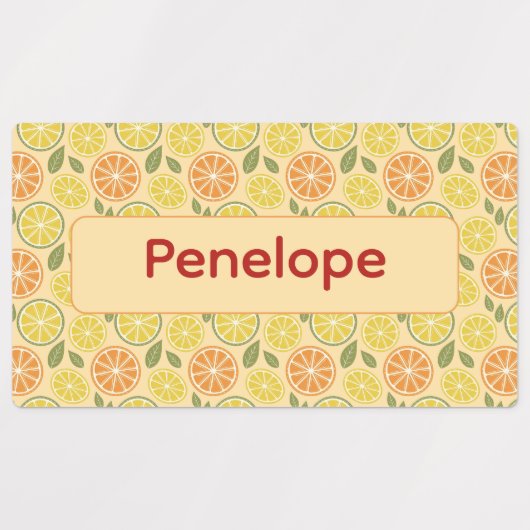 Lemon yellow pattern Labels with name ラベル (デザイン1)