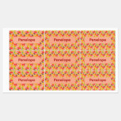 Lemon yellow pink pattern Labels with name ラベル (シート)