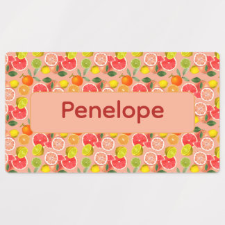Lemon yellow pink pattern Labels with name ラベル