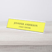 Lemon Yellow Professional Modern Plain Minimalist デスクネームプレート (正面)