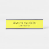 Lemon Yellow Professional Modern Plain Minimalist デスクネームプレート (正面)
