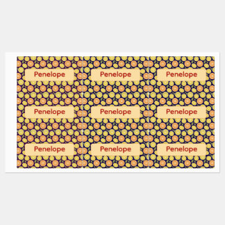 Lemon yellow purple pattern Labels with name ラベル