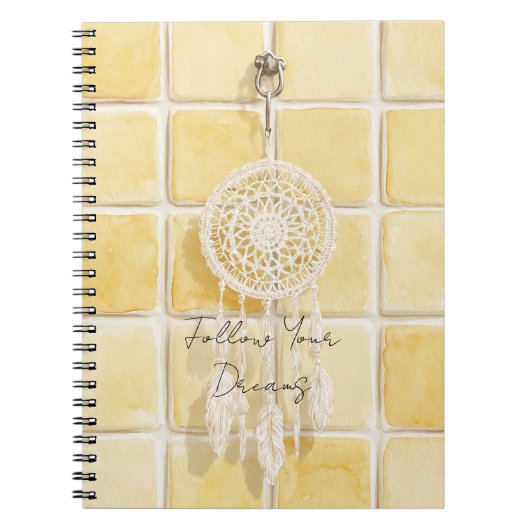 Lemon Yellow Squares Cream Dream Catcher ノートブック (正面)