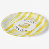 Lemon Yellow Stripes Macarons Bridal Shower  ペーパープレート (アングル)