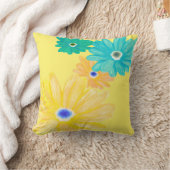 Lemon Yellow Summer Floral クッション (ブランケット)