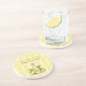 Lemon Yellow White Stripes コースター (側面)