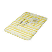Lemon Yellow White Stripes Butterfly Find Joy バスマット (アングル)