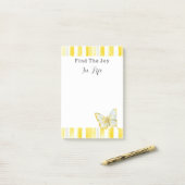 Lemon Yellow White Stripes Butterfly Joy ポストイット (デスク上)