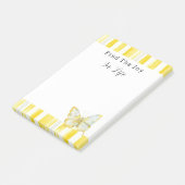 Lemon Yellow White Stripes Butterfly Joy ポストイット (アングル)