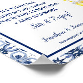 Lemonade Bar Blue Mediterranean Lemons Sign ポスター (角)