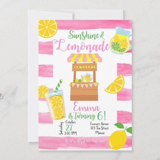 Lemonade Birthday Invitation, Lemonade Invitation 招待状 (正面)