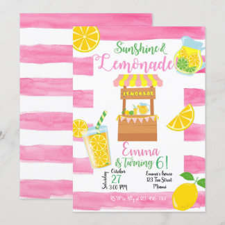 Lemonade Birthday Invitation, Lemonade Invitation 招待状