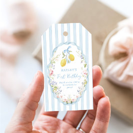 Lemonade Floral Blue Birthday Gift Tag ギフトタグ