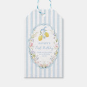 Lemonade Floral Blue Birthday Gift Tag ギフトタグ (正面)