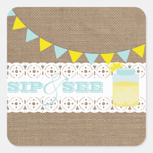 Lemonade Sipと参照男の赤ちゃんステッカー スクエアシール (正面)