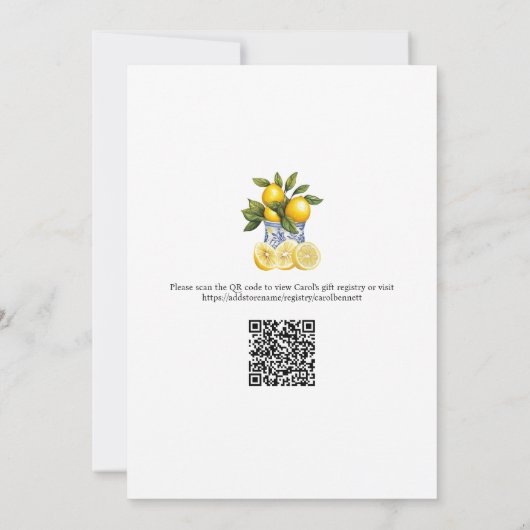 Lemonade Stand Mediterranean Summer Bridal Shower 招待状 (裏面)