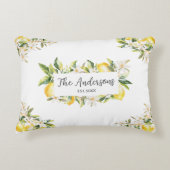 Lemons and Flowers Floral Botanical Family Name アクセントクッション (正面)
