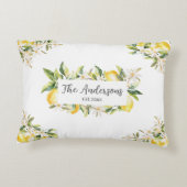 Lemons and Flowers Floral Botanical Family Name アクセントクッション (裏面)
