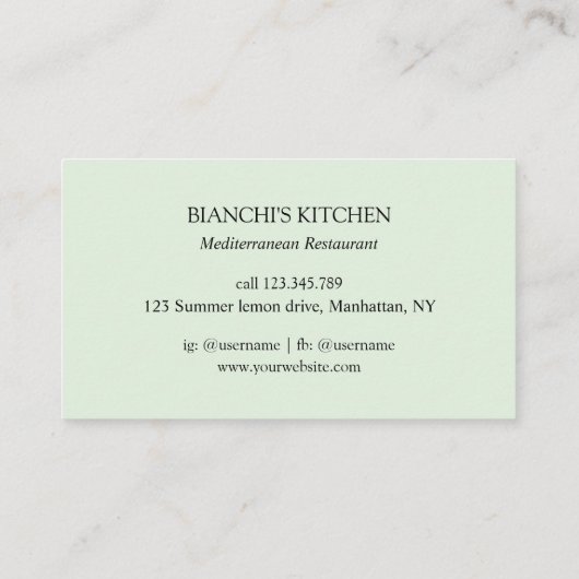 Lemons and Flowers Mediterranean Floral Botanical 名刺 (裏面)