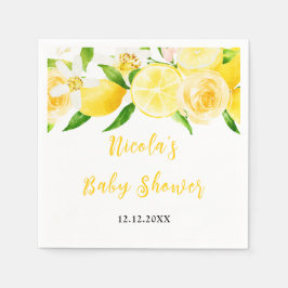 Lemons and Foliage Baby Shower スタンダードカクテルナプキン