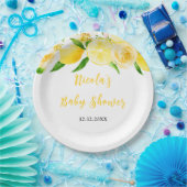 Lemons and Foliage Baby Shower ペーパープレート (パーティー)