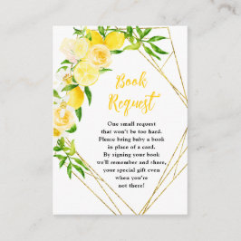 Lemons and Foliage Baby Shower Book Request エンクロージャーカード