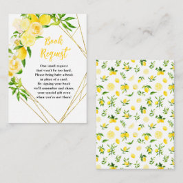 Lemons and Foliage Baby Shower Book Request エンクロージャーカード