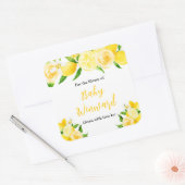 Lemons and Foliage Baby Shower Bookplate スクエアシール (封筒)
