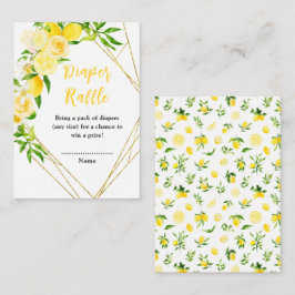 Lemons and Foliage Baby Shower Diaper Raffle エンクロージャーカード